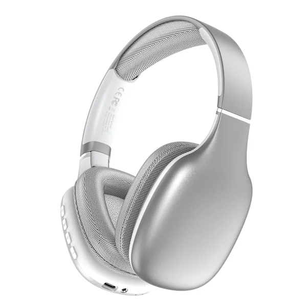 Wireless Over-Ear Bluetooth 5.4 Headphones with Stereo Sound and Long Battery Life, compatible with Huawei, Samsung, APPLE, Garmin Silver