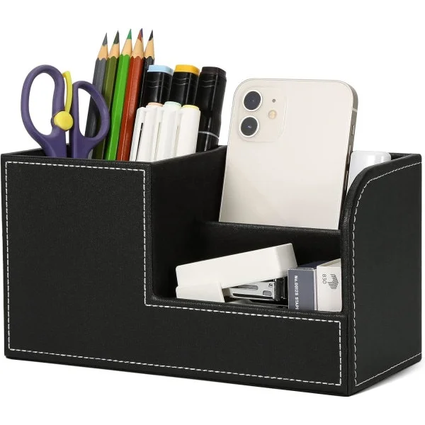 Desktop Organizer - Pen Holder for Office Desk Accessories Office Supplies Organization Decor (Black)