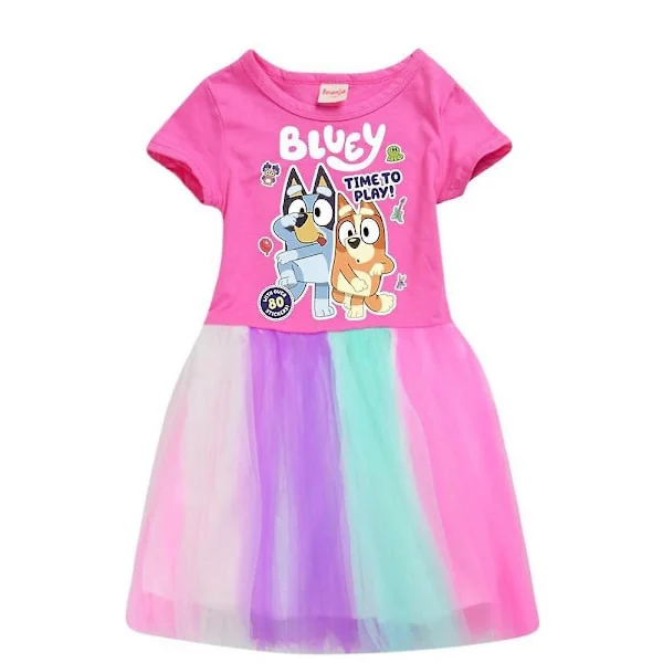 Bluey painettu mekko Kesä Rentti Loma Prinsessa Juhla sateenkaari Hame Mekko Lahjat 3-12 vuotta Lapset Tytöt[HK]