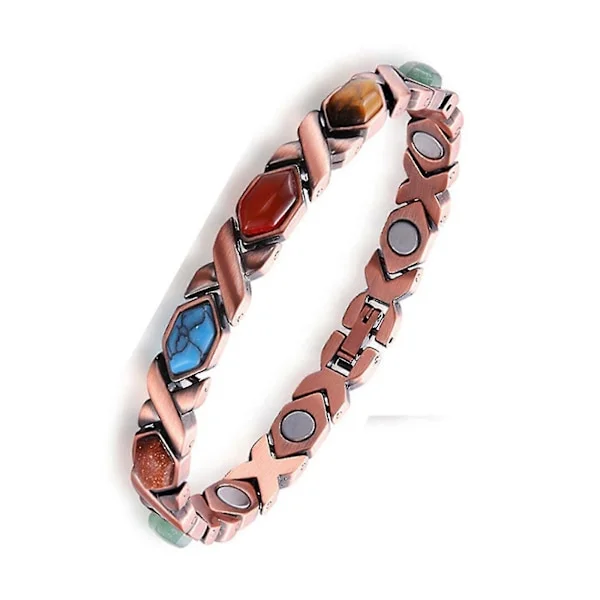 Magnetiska koppararmband för kvinnor, magnetiskt koppararmband och magnetiska ringar med starka magneter, justerbar storlek smyckesgåva H4