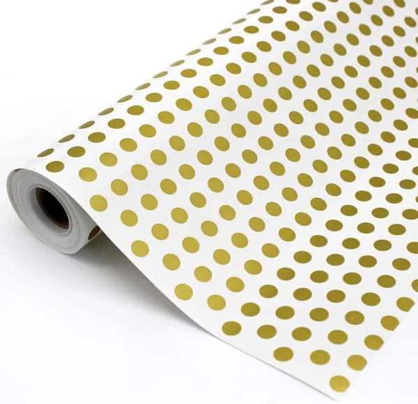 Gift Wrapping Paper Roll 70CM x50CM Gold Dotted. Ideal for: Gift Wrapping, Anniversaries, Twelfth Night and Christmas. (Gold)