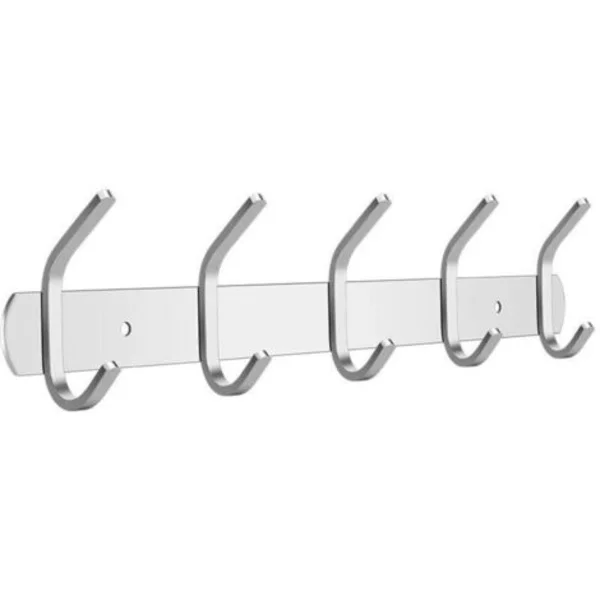 Brushed Design Wall Mounted Coat Rack - (5 Hooks) Stainless Steel SUS 304 Wall Mounted Coat Rack for Jackets, Clothes, Hats, Keys and Belts