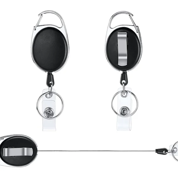 Retractable Badge Holders, 2 Pcs Heavy Duty Keychains, 2 in 1 Clip Badge Holders with Key Belt Reel for Keychain ID Card