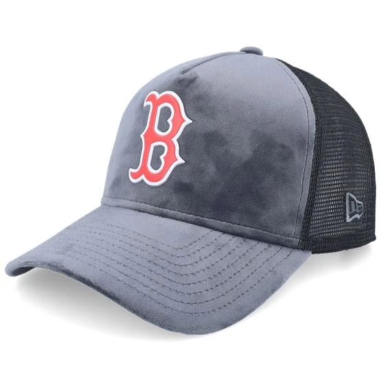 New Era - MLB Cinza trucker Boné - Hatstore Exclusive x Boston Red Sox Velour 9FORTY Charcoal/Black A-frame Trucker @ Hatstore