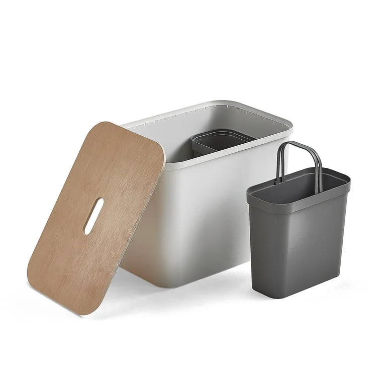 SmartStore Collect recycling bin with seat, 76 L, white