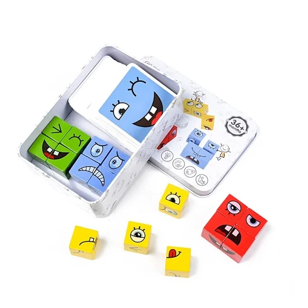 Rubiks kube med ansiktsendring (Rubiks kube med ansiktsendring tinnboks-WELLNGS