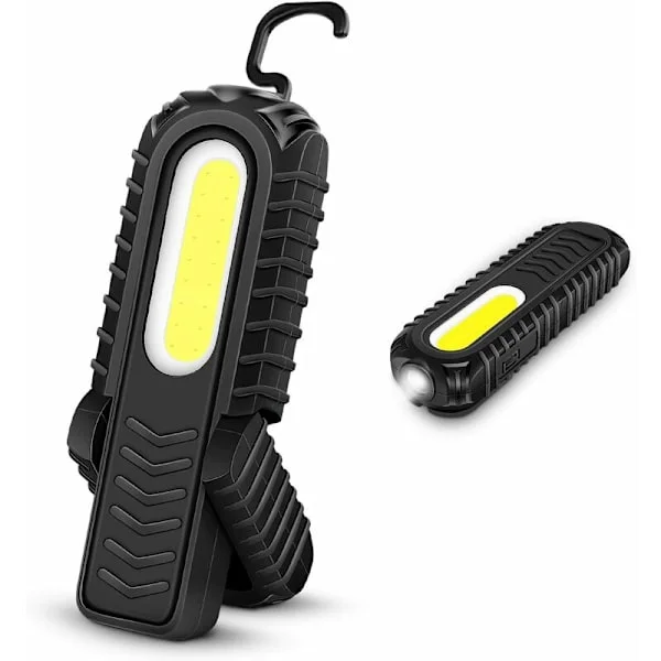 Oppladbar LED-arbeidslampe, 5W COB Front LED-arbeidslampe med krok og magnetfot for nødsituasjoner i verkstedet
