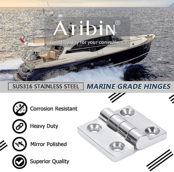Kraftig Marine Hengsel Dekksbeslag Firkantede Båthengsler Stålskap Dekksdør Hengsel Rustfritt Stål 1.97 Tommer X 1.97 Tommer 2 stk