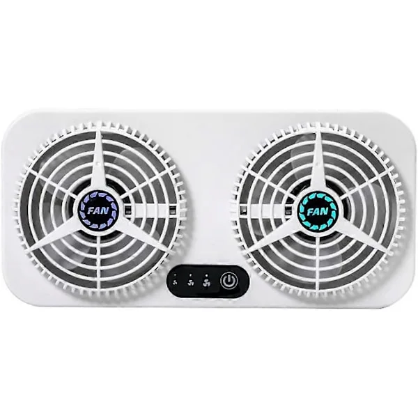 Dubbelverkande fönsterfläkt för bil, hem, ventilation, deodorisering, luftrening, kylfläkt med justerbar vindhastighet, vit