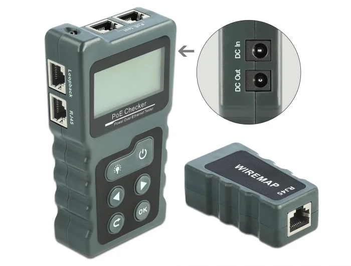 Delock LCD kabeltester RJ45 / PoE / DC