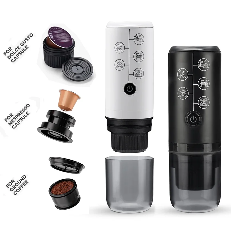 AliExpress - 3-in-1 tragbare Kaffeemaschine, kabelloser, wiederaufladbarer Espresso-Maker, kompakter Mini-Kaffeebereiter für Auto, Reisen, Camping, 