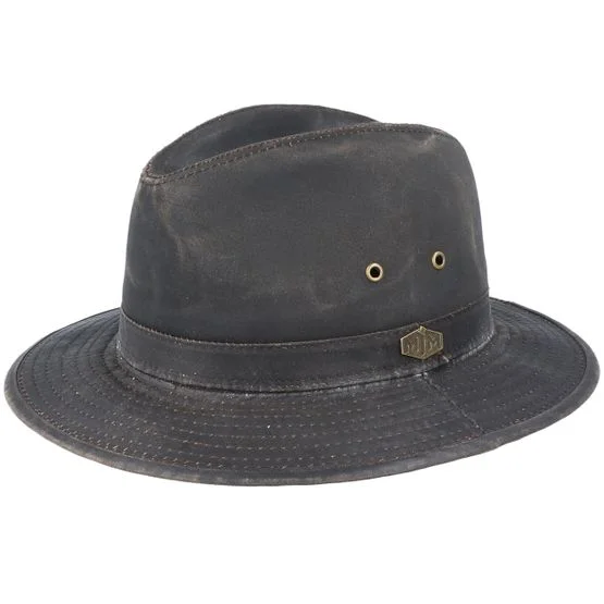 MJM Hats - Braun fedora Hut - Oakwood Antique Cotton 6 Brown Hat @ Hatstore
