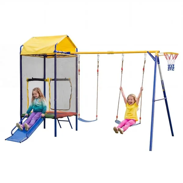 Utomhuslekställning med Trampolin, Gunga och Rutschkana, GL9223A
