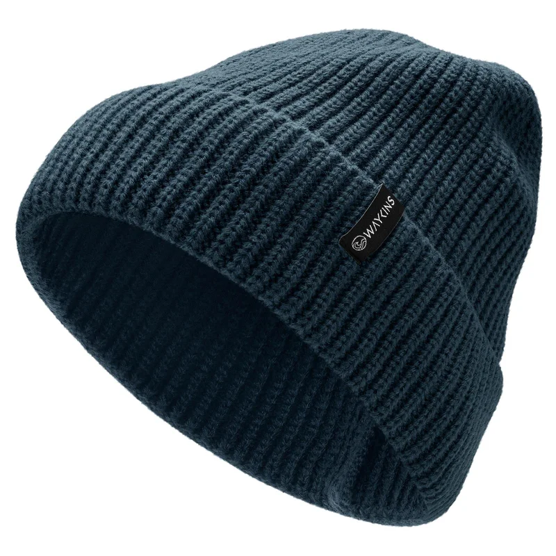 Baltic | Marineblaue Rippstrick-Beanie aus Acryl für Männer - Beanie Mützen