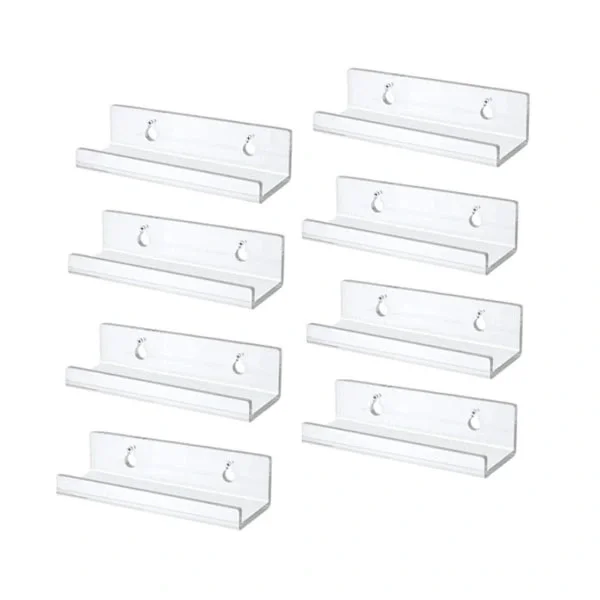 Klar Vinyl Plate Hylle Veggfeste 8-Pakning, Akryl Plateholder, Vinyl Plate Display