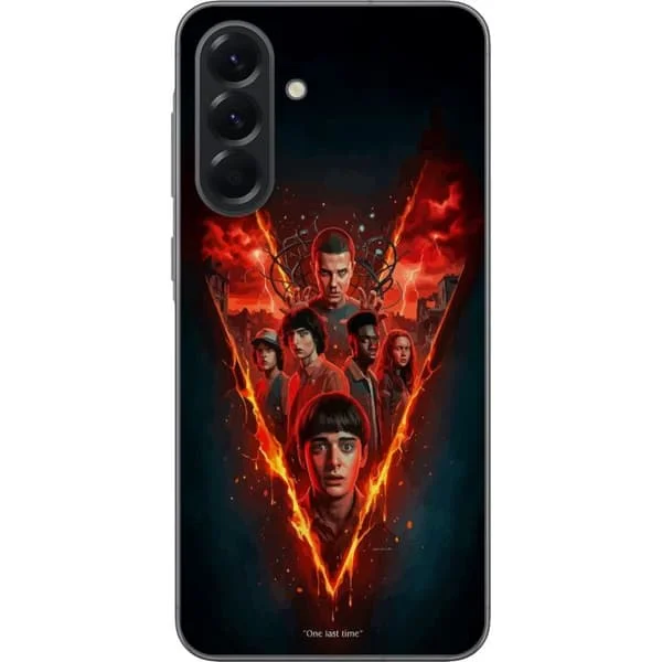 Kompatibelt Mobilskal till Samsung Galaxy A56 Stranger Things eldig poster med Eleven Mike Will och gänget dramatisk Netflix design perfekt för fans