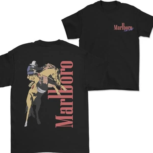 Marlboro Cowboy Wild West T-skjorte, Country Musikk T-skjorte, Cowboy Killer T-skjorte Svart