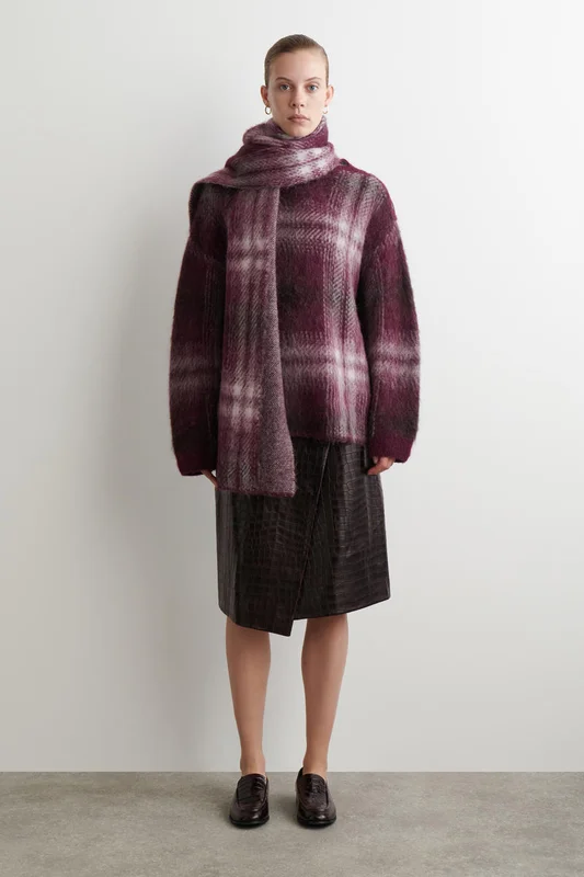 COS Women's Bufanda De Cuadros En Mezcla De Alpaca in Rojo