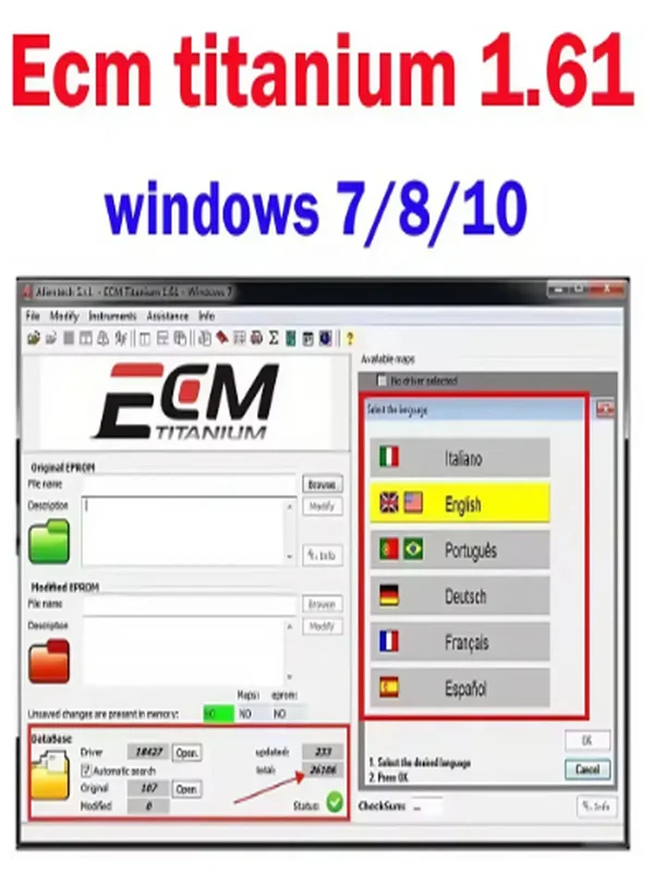 AliExpress - NOUVEAU 2025 ECM TITANIUM 1.61 avec plus de 26 000 pilotes ECM 18259+ pour outil ECU – Envoi par lien, CD ou USB – Windows 7/8/10