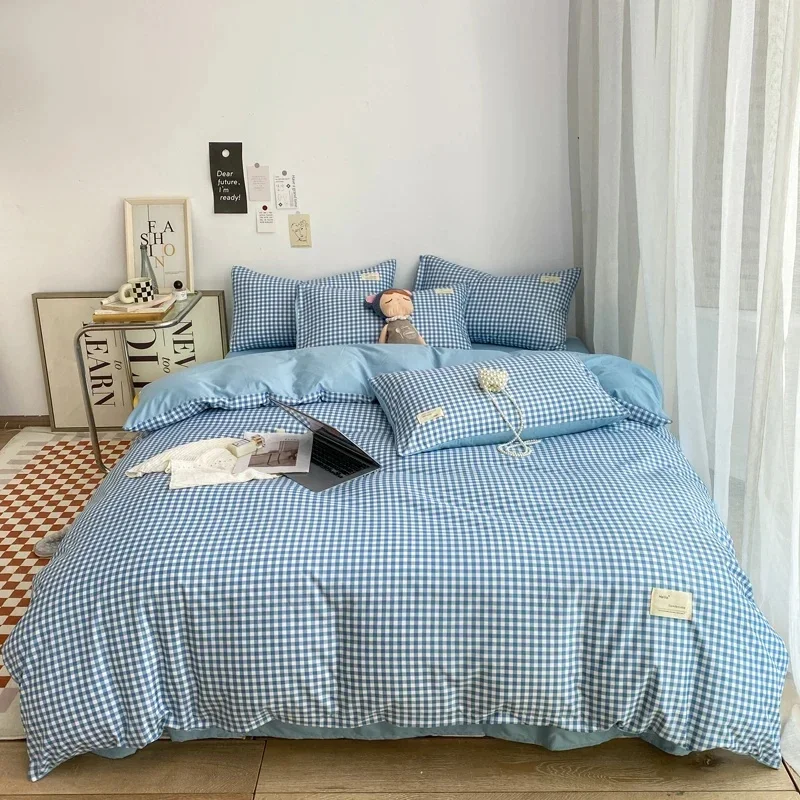 AliExpress - Juste de couette simple à motif à carreaux, housse de couette en duvet de lit double, housse de couette grande taille, sans taie, 220x 