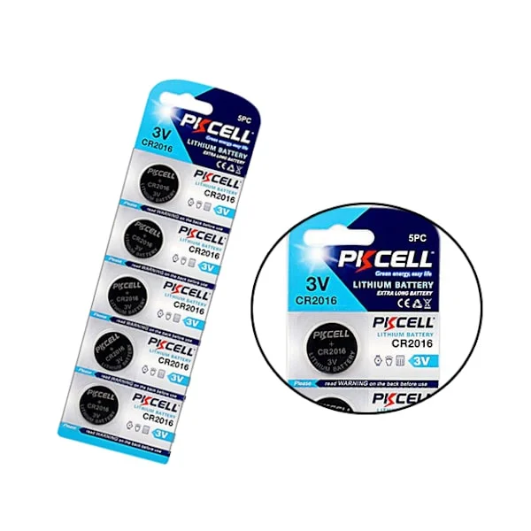 CR2016 5-pack Litiumbatterier 3V PKCell