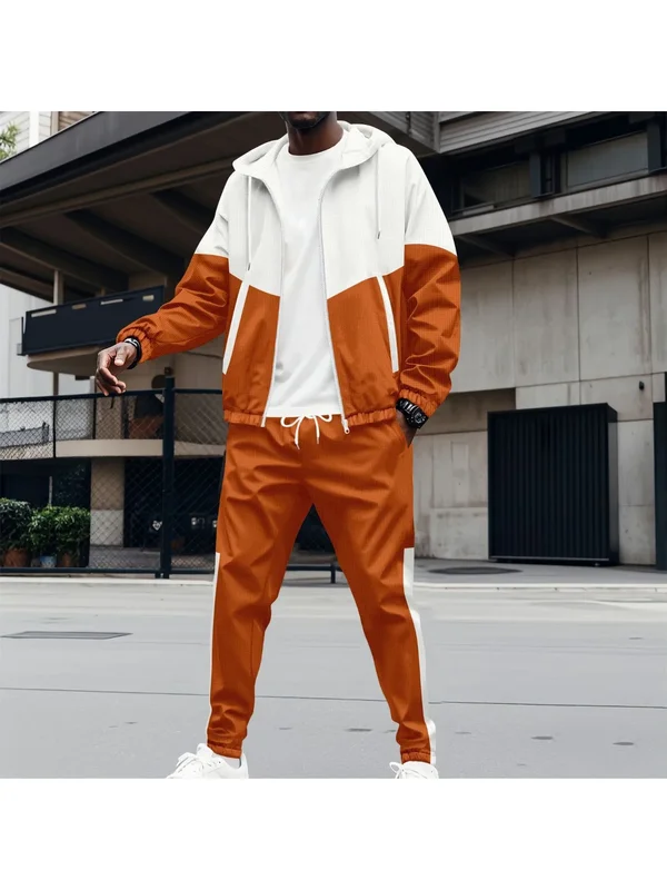 AliExpress - Men Sets Long Sleeve Coats Cardigan Zipper Outerwear Hooded Jackets Ankle Length Pants Loose Fit Two Pieces Spring Casual