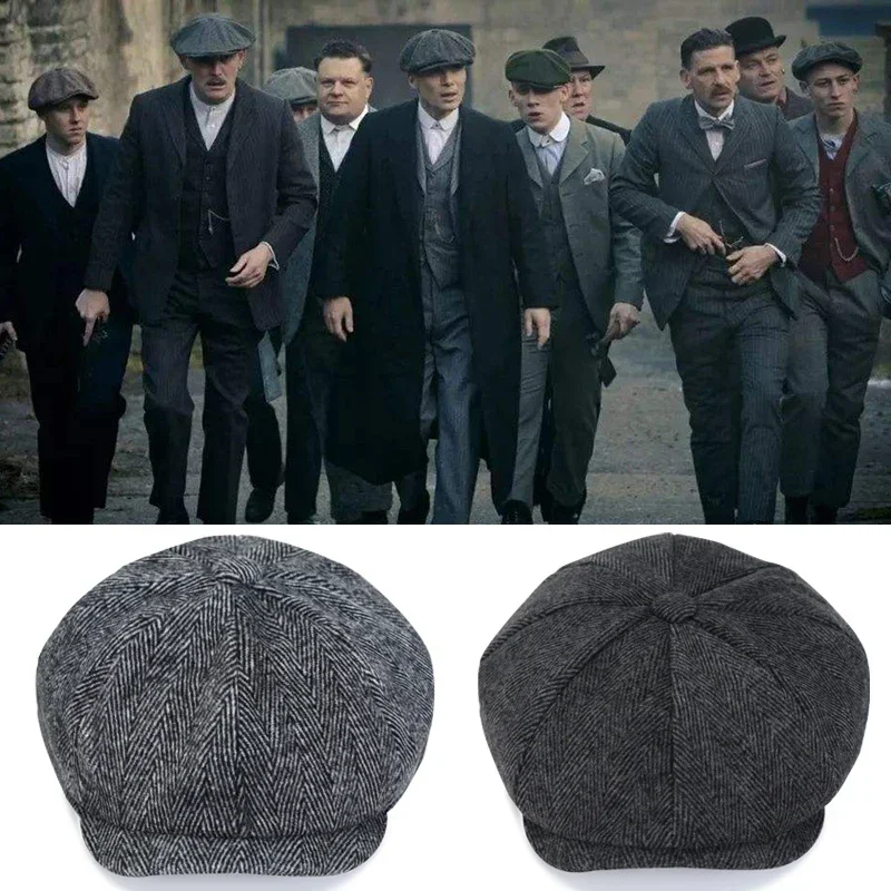 AliExpress - Britischer Zeitungsjungenhut aus Tweed für Herren, Fischgrätenmuster, Gatsby-Hut, Straßenhüte, achteckiger Krempenhut, vier Jahreszeiten,