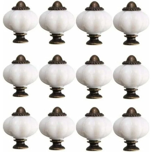 12 Pieces Cabinet Knobs 30mm Vintage Cabinet Door Knobs Ceramic Door Knob with 12 Screws White Porcelain Knob for Cabinet Drawer - Perfect
