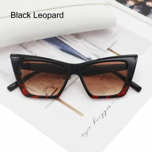 Cat Eye Solbriller Firkantede Solbriller SVART LEOPARD SVART