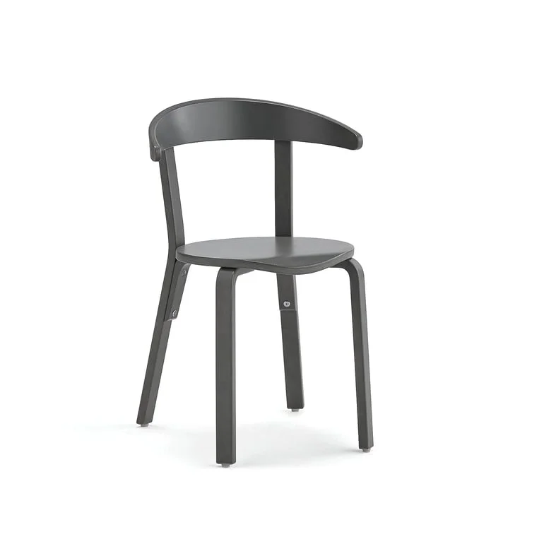 Kantinestol i træ LINUS, højde 450 mm, birk, grå finér