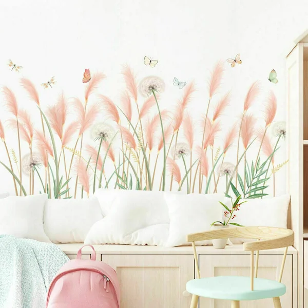 Wall Stickers Wall Stickers Flowers Plants Leaves Wall Sticker Suitable for Bedroom, Living Room, Dining Room, TV Background Wall, Corridor D