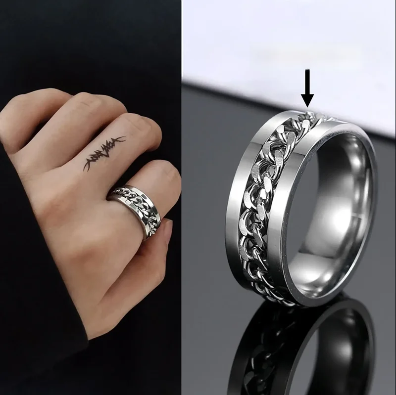 AliExpress - Angst Zappeln Ringe Für Männer Spining Titan Edelstahl Bunte Spinner Drehbare Kette Schmuck Rotierenden Ringe Männer Geschenk