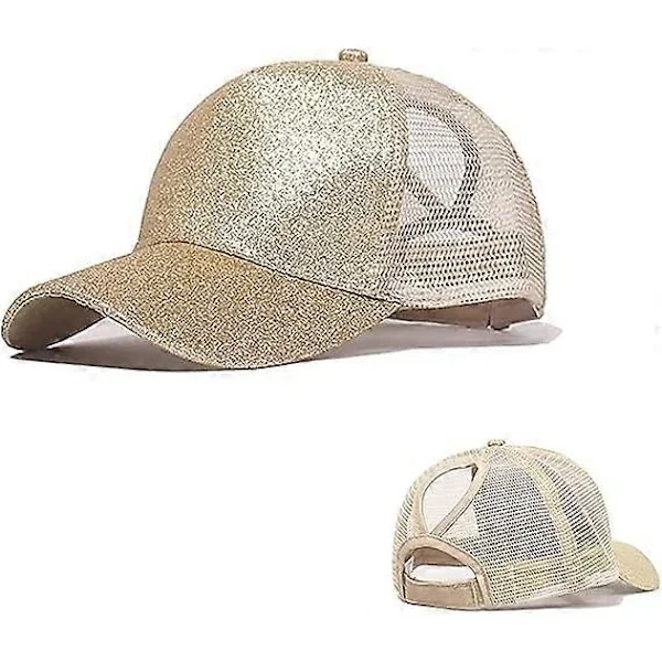 Visor Cap, Summer Glitter Ponytail Cap Mesh Hats Casual Adjustable Sports Cap Baseball Cap for Women Girls
