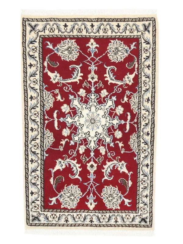 Nain Teppich 57X90 Dunkelrot/Beige Wolle