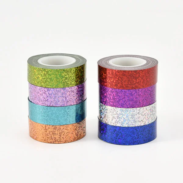 Rullat holografinen Washi-teippi koristeluun, koristeellinen teippi askarteluun, vedenpitävä Washi-teippi, glitter-Washi-teippi DIY-