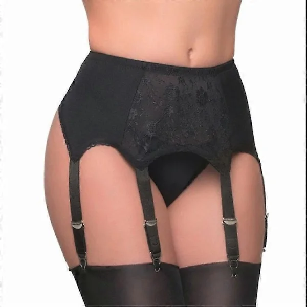 Hot Sexede Dame Strømpeholdere Retro Vintage Stil 6 Bånd Strømpeholder Undertøj Strømpeholder SORT