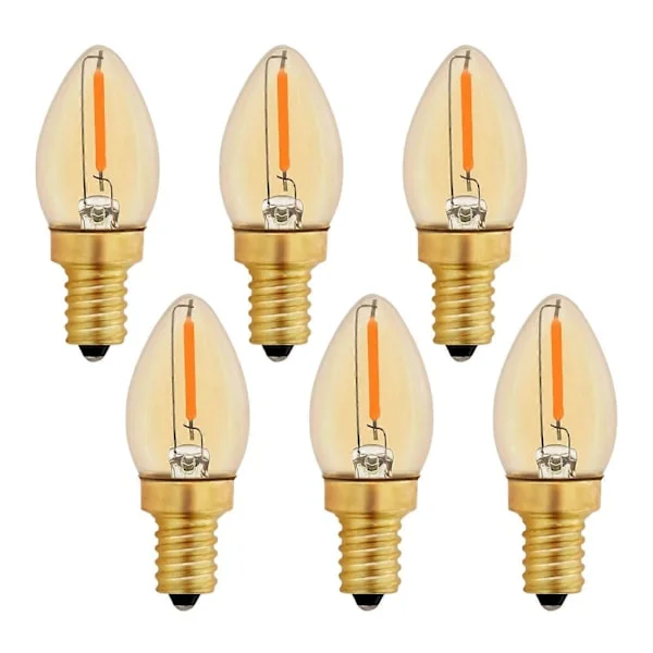C7 E12 LED-lampa 220V, Vintage Edison Ljuslampa E12 0,5W Ersättning 5W, E12 LED Glödtrådslampa Amber Dekorativ Nattlampa, Varmvit 2200K, N