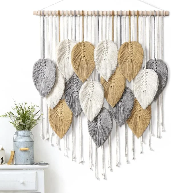 Macrame Wall Hanging Leaf Boho Wall Decor Bohemian Handmade Woven Wall Art Decoration
