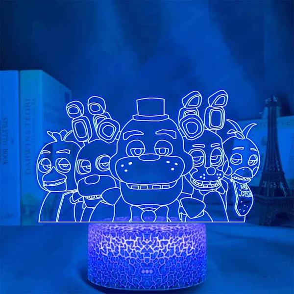 Nattlampe Anime Five Nights at Freddy's Soveromslampe Dekor Bursdagsgave Five Nights at Freddy's 7 Farger Akryl Lys for Barn