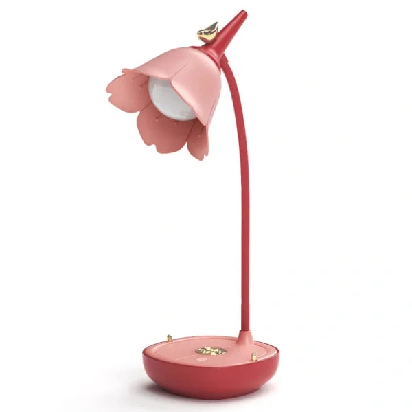 Rosa skrivbordslampa med klämma, uppladdningsbar liten LED-skrivbordslampa, justerbar svanhals, dimbar söt skrivbordslampa för barn flickor sovrum 