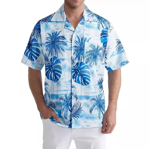 Hawaiisk herrskjorta, kortärmad strandskjorta Q1