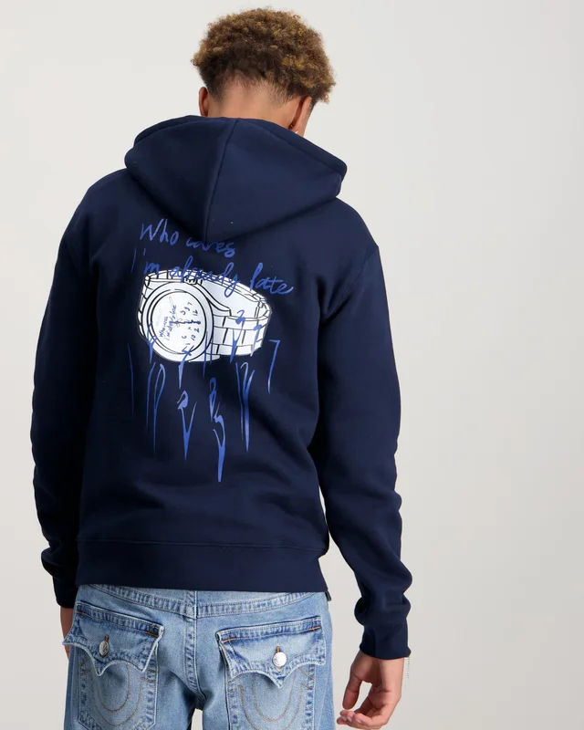 BVALDI Who Cares Im Already Late Hoodie Blauw Hoodies Jongens - Kids Brand Store