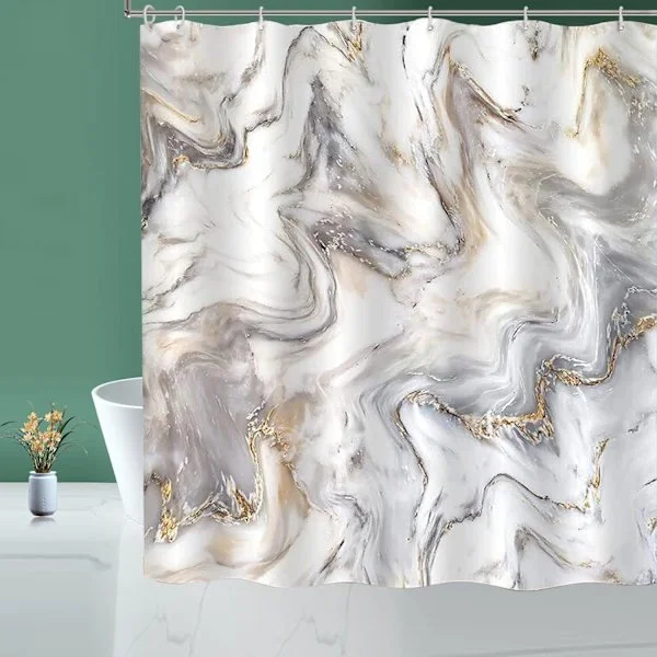 Shower Curtain, Modern Bathroom Decor, Abstract Marble Shower 180*180cm Polyester