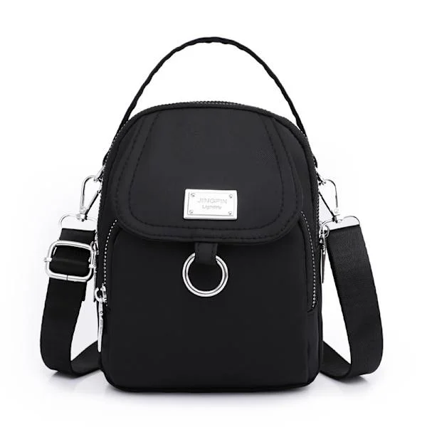 Crossbody Mobilväska Dam Vattentät Liten Mobiltelefon Axelväska Nylon Damväska Plånbok Rese Mini Crossbody Plånbok (Svart)