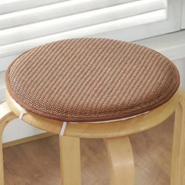 Rund Pall Sittdyna, Tunn Sval Sittdyna, Rund Bomullsstol Kudde med Band för Trädgård Matsal Kök Uteplats Diameter 30cm (12 tum)