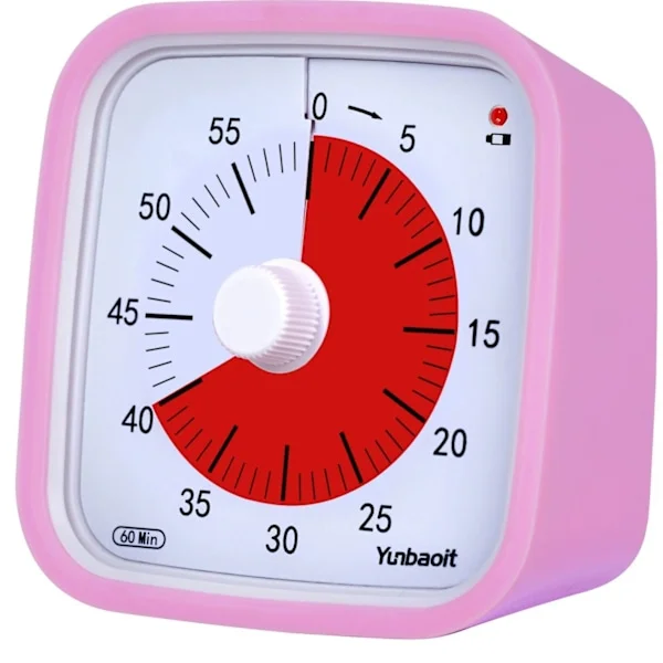 Visuel tidstimer 60 min - Perfekt tidsværktøj til børn -Pink