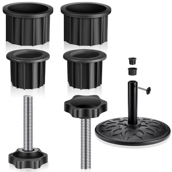 Parasol Stand Plugs with M8 Thread - 6-pack Black Plastic Plugs and Handles for Replacing Parasol Mounts and Handles for Outdoor Furniture