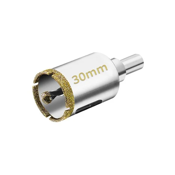30 mm diamant hullsag med sentreringsguidebor, flishullsag med diamantbelegg, diamantkjernebor for glass, fliser, keramikk, marmor, gra