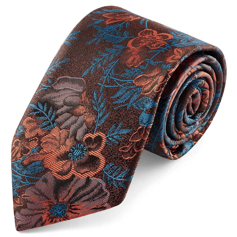 Dianthus | 8 cm Burnt Orange Flower Tie for Men - Patterned Ties