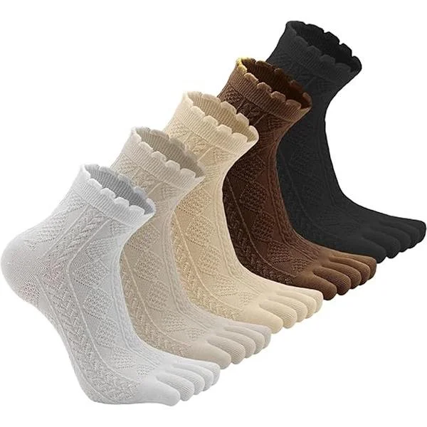Toe Socks 6 Pairs - Women - Toe Socks - Cotton - Yoga Socks - Smooth Toe Seam - No Irritating Seams - Toe Socks - Women...-FF-